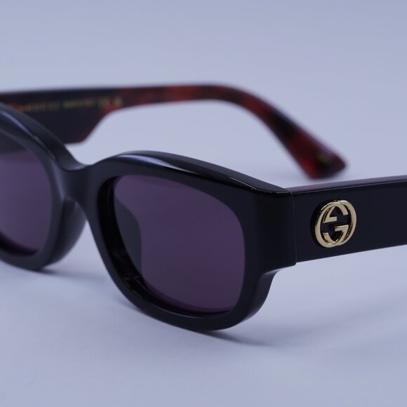 Gucci GG1667SK 003 Sunglasses Black/Havana Rectangle Frame, Violet Lenses - Picture 4 of 11